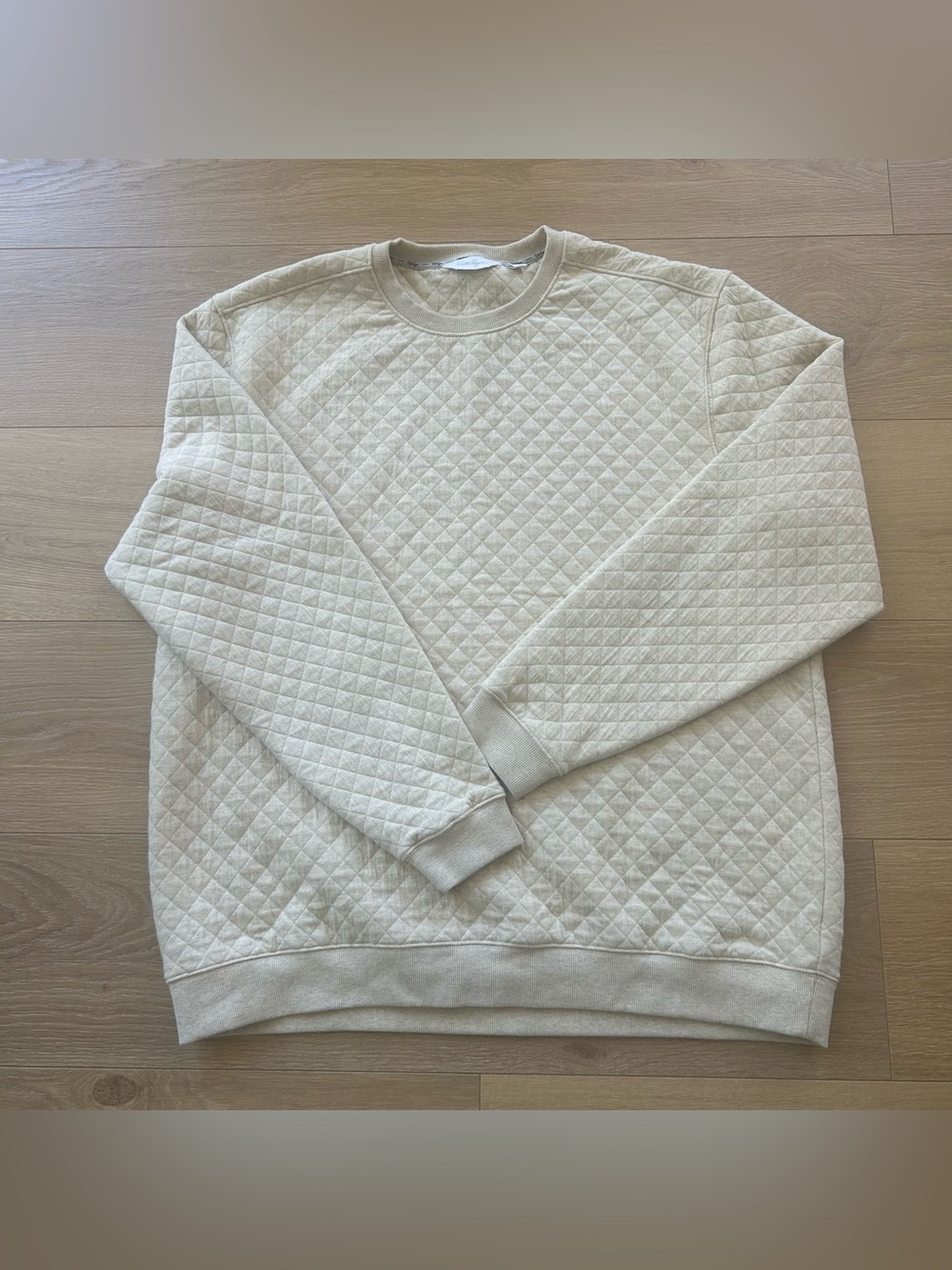Walter Hagen Men's Cream Quilted Diamond Pattern Crewneck Sweater Size XL